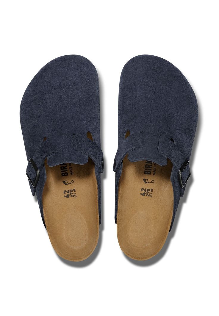 Birkenstock Boston Soft Foot Bed - Blue Suede