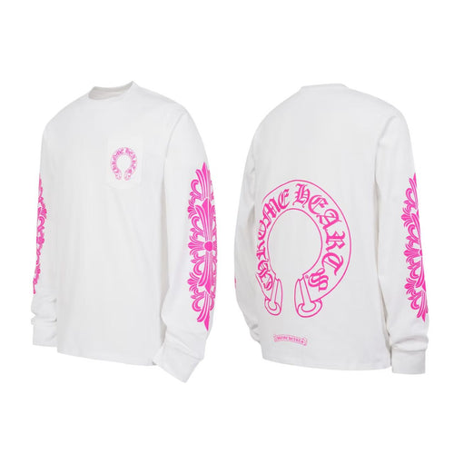 Chrome Hearts Long Sleeve T-Shirt - "White/DarkPink"