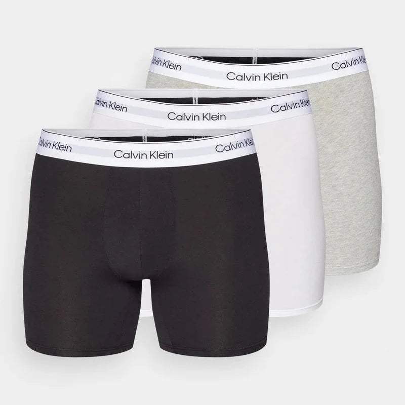 3 Pack Calvin Klein Boxer Briefs - "Black/White/Gray"