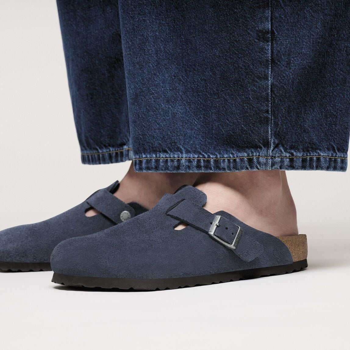 Birkenstock Boston Soft Foot Bed - Blue Suede